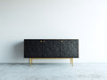 Mueble recibidor moderno negro 160 x 40 x 80 cm - aparador auxiliar con 3 puertas de almacenamiento