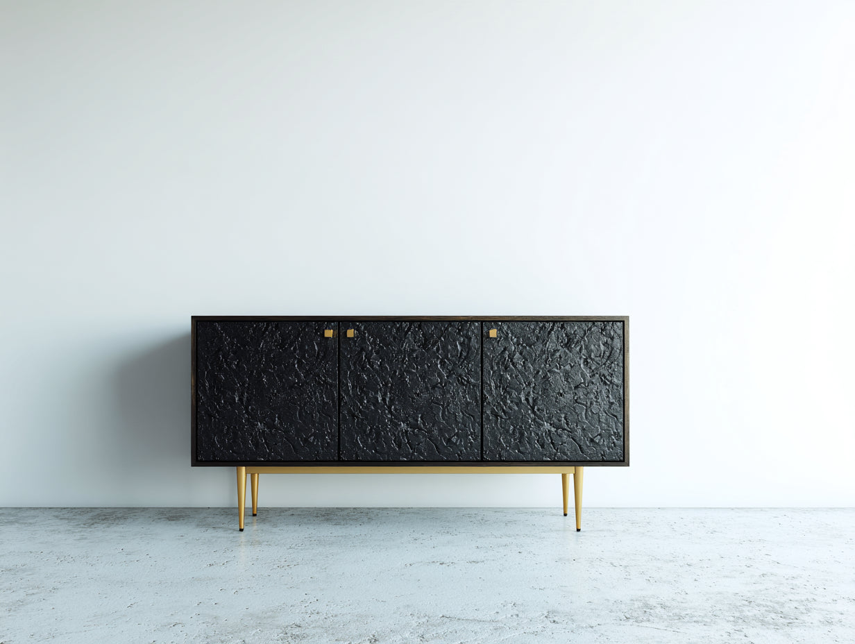 Mueble recibidor moderno negro 160 x 40 x 80 cm - aparador auxiliar con 3 puertas de almacenamiento