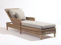 Tumbonas de ratán 205 x 78 x 98 cm - Marrón natural y beige - Respaldo inclinado con reposabrazos