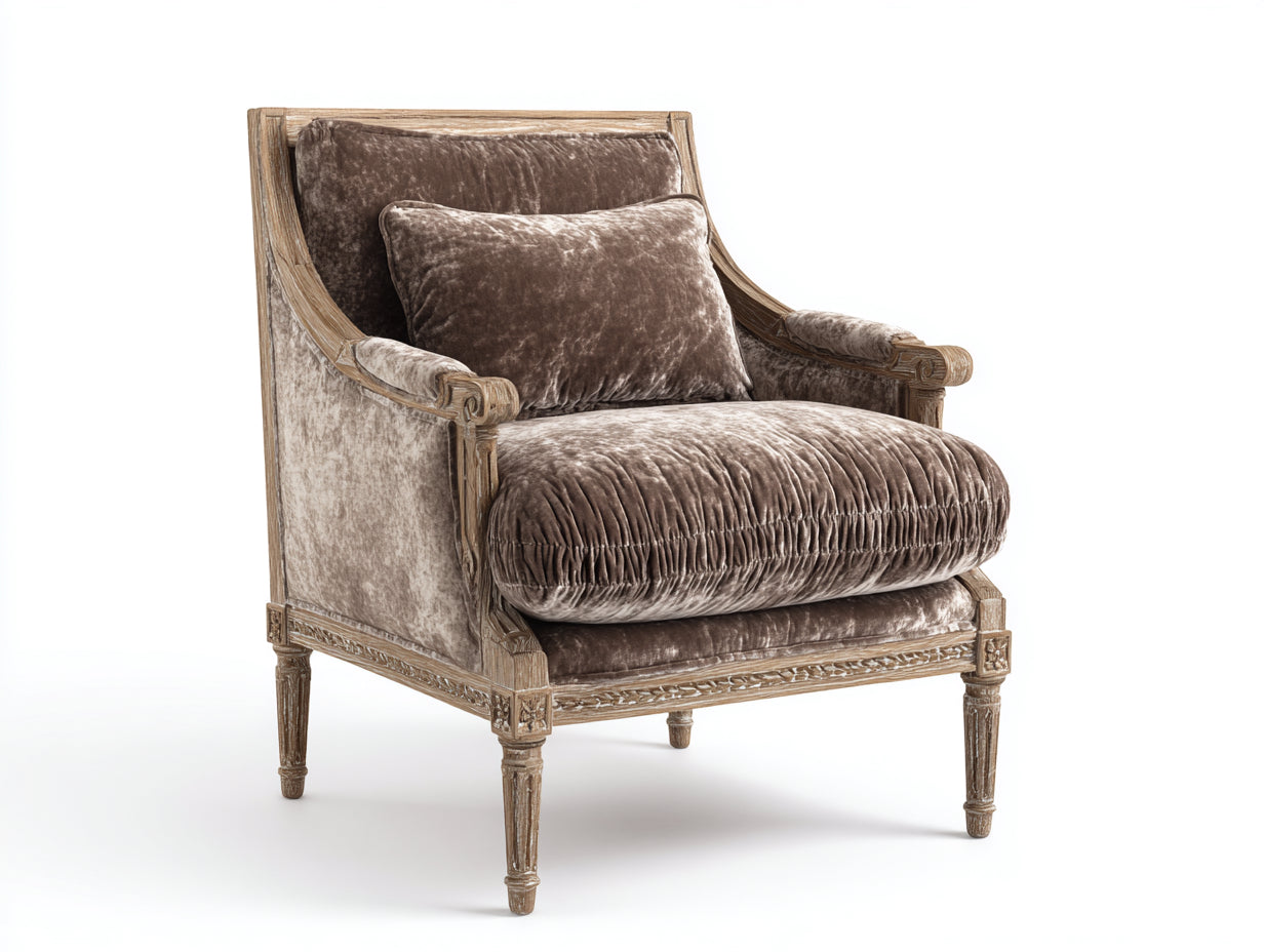 Sillón tapizado terciopelo 85x80x95 cm - marrón - diseño clásico elegante para salón