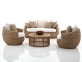 Sofás de exterior de ratán sintético 280x90x75 cm marrón y beige conjunto moderno para jardín