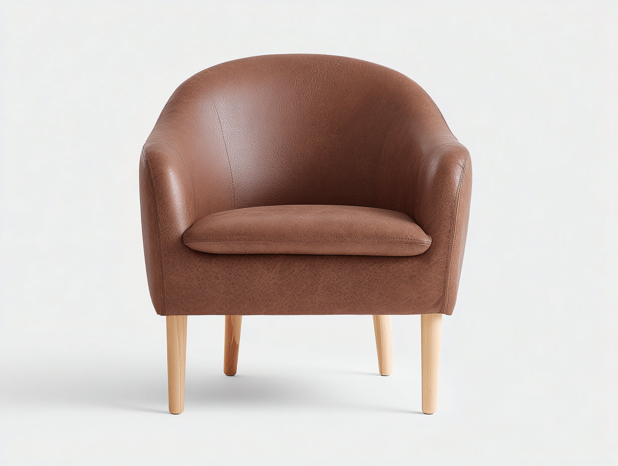Sillón tapizado cuero sintético 78x75x78 cm - marrón - diseño moderno para salón