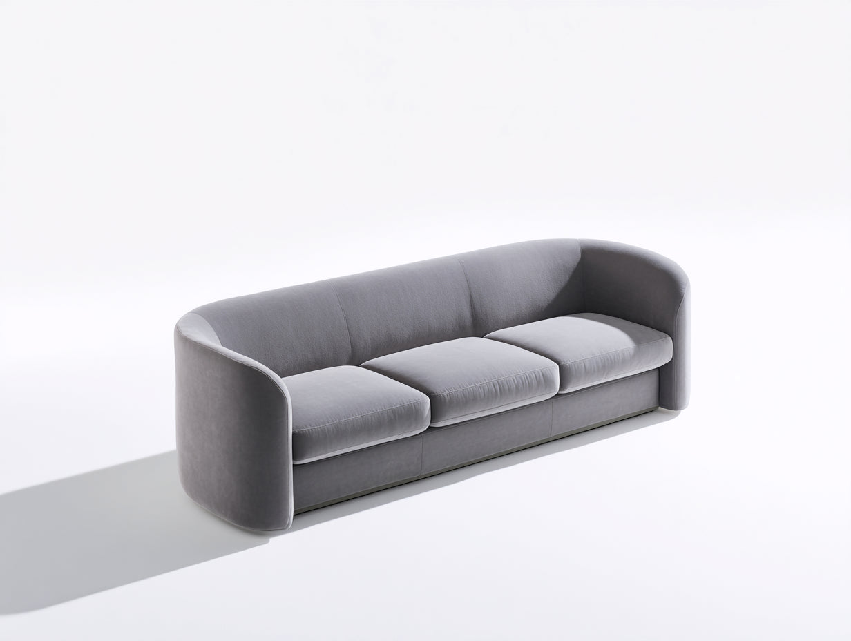 Sofás lineales de tela 280x95x75 cm gris con diseño moderno para salón