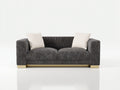 Sofás lineales de pana 215x95x78 cm - Gris oscuro y dorado - Diseño contemporáneo de 2 plazas