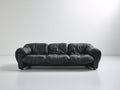 Sofá lineal cuero sintético 260x100x80 cm - negro - diseño moderno para salón