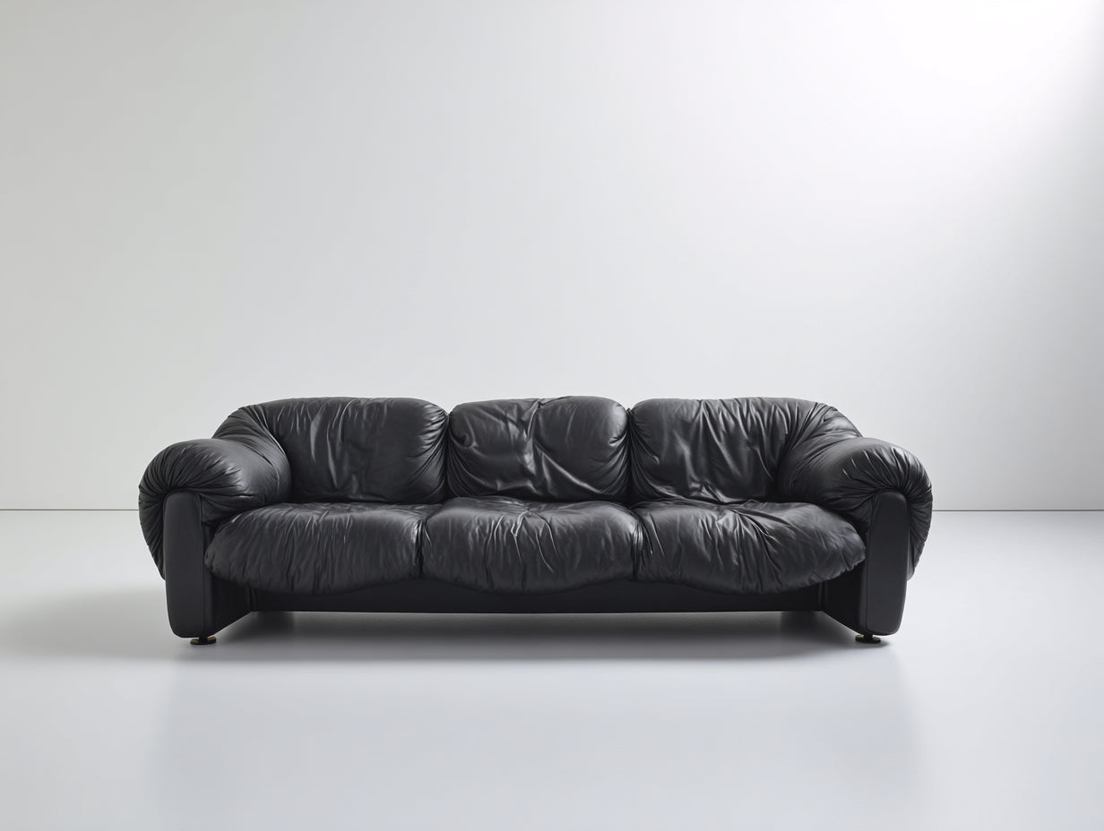 Sofá lineal cuero sintético 260x100x80 cm - negro - diseño moderno para salón