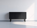Mueble recibidor de madera 160x40x80 cm negro con 3 puertas y 2 cajones diseño moderno