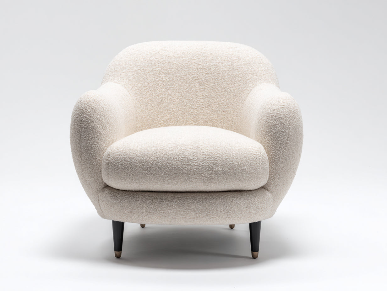 Sillón tapizado tejido bouclé 85x80x75 cm - blanco crema - diseño moderno para salón