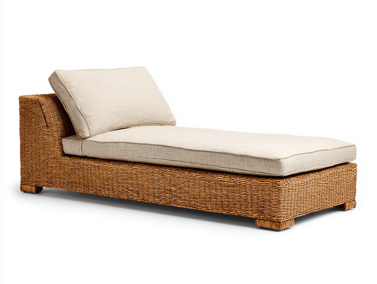 Tumbonas de exterior de ratán sintético 200x70x65 cm - marrón natural - diseño cómodo con cojín beige