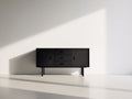 Mueble recibidor moderno negro 160 x 40 x 80 cm - aparador auxiliar con 2 puertas y 3 cajones de almacenamiento