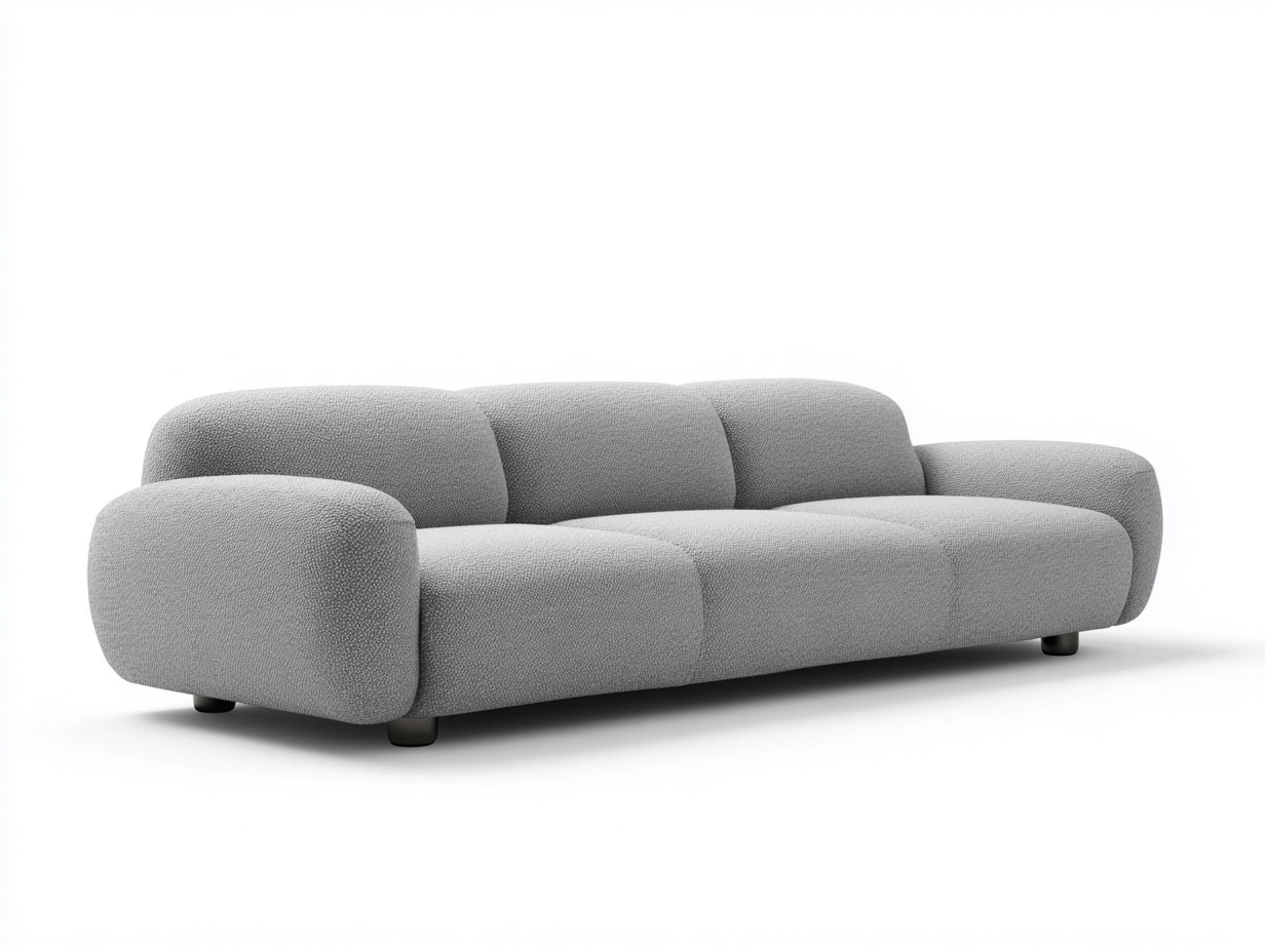 Sofás lineales de tela 260x95x75 cm gris con diseño moderno para salón