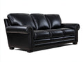 Sofá lineal negro 230 x 90 x 85 cm de cuero sintético con reposabrazos acolchados y diseño clásico - sofá moderno para salón