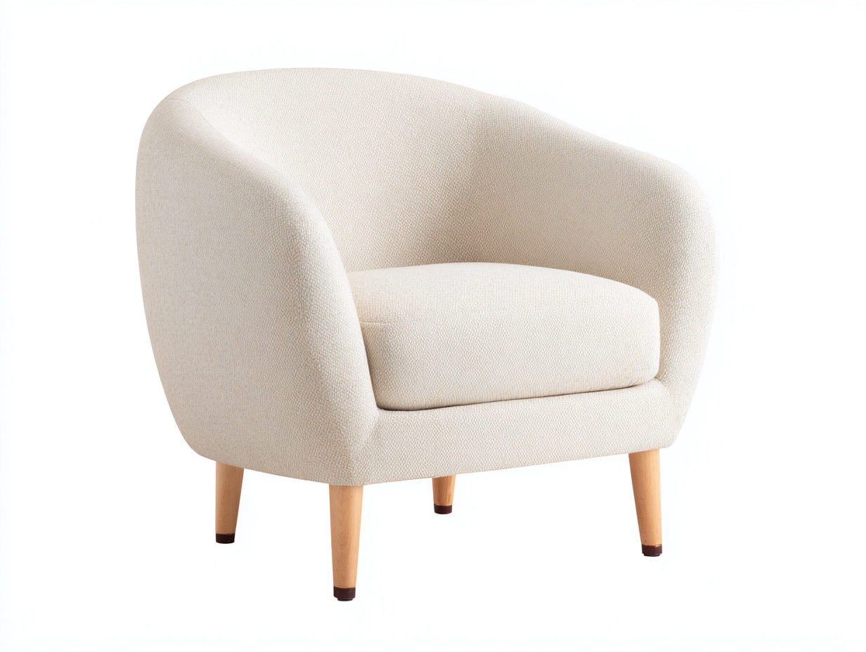Sillones de tela 80x75x80 cm beige diseño moderno con patas de madera para salón