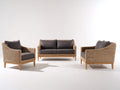 Sofás de exterior de ratán 145x80x82 cm - Natural y gris oscuro - Conjunto contemporáneo de 3 piezas