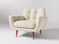 Sillón tapizado de tela beige 80 x 85 x 80 cm con respaldo acolchado y patas de madera - sillón moderno para salón
