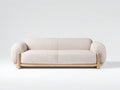 Sofá lineal beige 220 x 85 x 78 cm con estructura de madera y tapizado texturizado - sofá moderno para salón