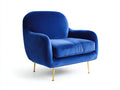Sillones de terciopelo 92x86x90 cm - Azul intenso y dorado - Diseño moderno con reposabrazos envolventes