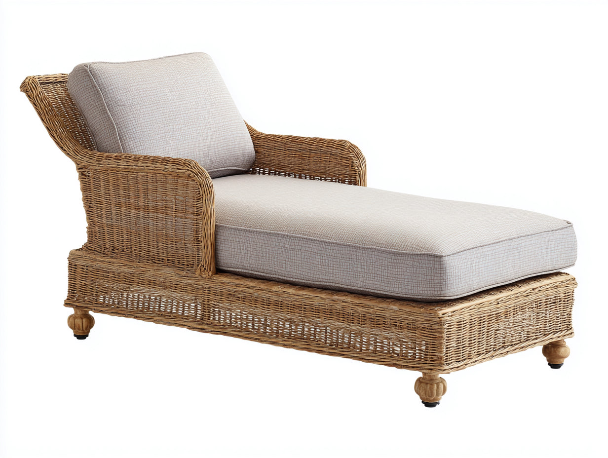Tumbona de exterior de ratán marrón 200 x 80 x 75 cm con cojín acolchado y respaldo reclinable - tumbona de jardín moderna