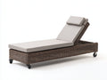 Tumbona de exterior de ratán gris oscuro 200 x 70 x 80 cm con respaldo ajustable y cojín acolchado - tumbona de jardín moderna