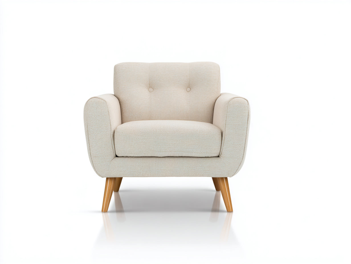 Sillón tapizado tela chenilla 82x78x82 cm - beige - diseño nórdico para salón
