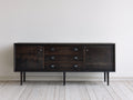 Mueble recibidor de madera 180x40x75 cm - marrón oscuro - diseño moderno con puertas y cajones