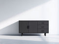 Mueble recibidor de madera 160x40x75 cm - negro - diseño moderno con puertas y cajones