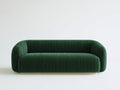 Sofá lineal terciopelo acanalado 220x90x75 cm - verde oscuro - diseño moderno para salón
